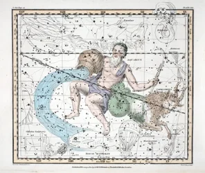 As constelações (Placa XXI) Capricórnio e Aquário, de &39;A Celestial Atlas&39; por Alexander Jamieson, pub. Londres 1822 (gravura colorida à mão)
